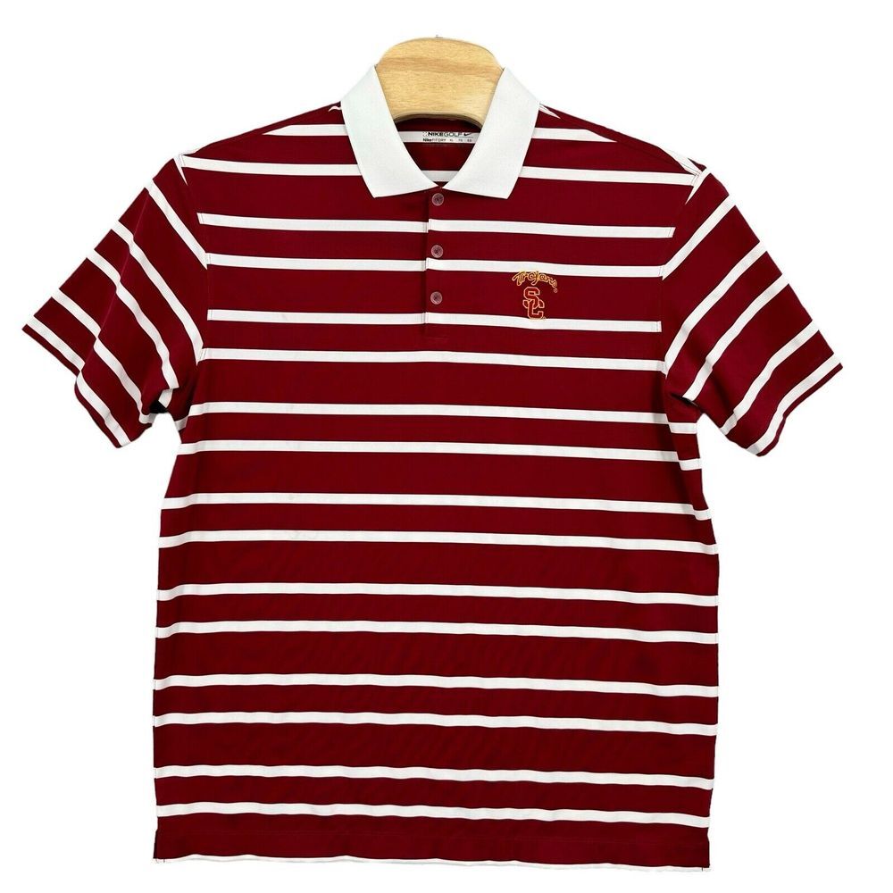 USC Trojans Nike Golf XL Red and White Striped Short Sleeve Men's Polo‎ Shirt